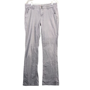 UNIONBAY Womens Chino Pants Gray 11 Flat Front 2-Button Slash Pockets